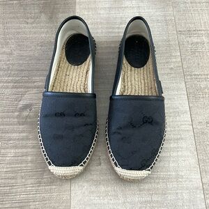 GUCCI GG CANVAS & LEATHER ESPADRILLE